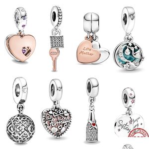 Gioielli in argento sterling 925 Sier ciondola il fascino delle stelle scintillanti Mamma Sorella Perline Bead Fit Pandora Charms Bracciale Gioielli fai da te Accessori Drop Dhy8L