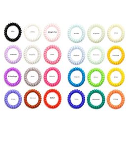 50pcs 25 colors 5 cm Dia Telephone Wire Cord Gum Hair Tie Girls Elastic Hair Rubber Band Ring Rope Candy Bracelet Stretchy Scrunch5447694