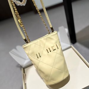 Makeup Bag Gold Coin Mini Bucket Bag 18cm Designer Womens Shoulder Bag Leather Diamond Plaid Gold Hardware Metal Buckle Luxury Tote Purse Mouth Red Envelope Card Bags