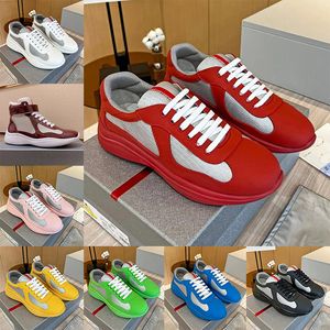 Patent läder låg topp mens pradea casual skor americas cup designer lyx mode mjuk gummi sport tränare rosa svart vit röd Amerika män stor storlek 46 sneakers