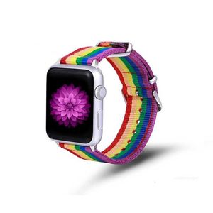 Designer para apple watch se654321 pulseira arco-íris tecidos substituição série 38 42 40 44mm com aço inoxidável designerxs0xxs0x