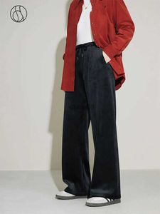 Women's Jeans DUSHU 2 ColorsWomen Winter Thicken Casual Beige Full Length Warm Trousers Waist Drawstring Design Female Black Commuter Pant