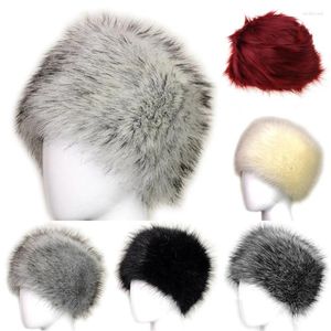 Berets Women Black Faux Fur Hat Russian Winter Warmer Ear Ushanka Cossack Ski