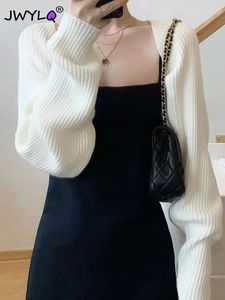 Women's Knits Korean Fashion Sexy Knitted Shawl Autumn All-match Loose Long Sleeve Streetwear Cardigan Top Elegant Simple Sweater Coat