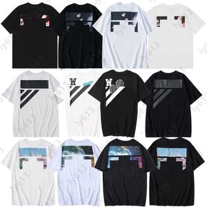 Mens Camiseta Verão Offes Branco Gráfico Camisetas Homens Roupas EUA High Street Padrão Impressão Moda Clássico Redondo Pescoço Manga Curta Mens Designer Camiseta