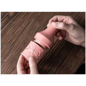 Prodotti Ceramica rosa Scatola per moxibustione Massaggio protettivo Viso Punto di agopuntura Rotoli di Moxa Bruciatore Terapia di riscaldamento Guasha cinese