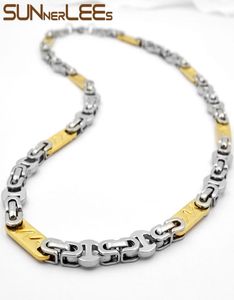 Sunnerlees Fashion Jewelry Stainless Steel Necklace 8mm Geometric Byzantine Link Chain Silver Gold for Men Women Gift SC117 N7199355