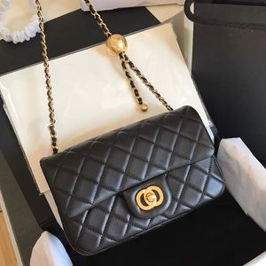 Borsa a tracolla di design Classica patta scozzese CF Borsa a mano in caviale Catena dorata Borsa in pelle di agnello in pelle CC Borsa a tracolla trapuntata tinta unita b252d