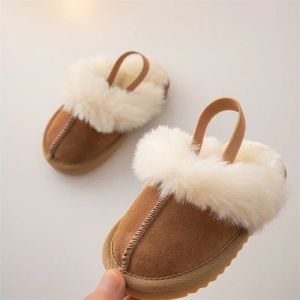 Turnschuhe Kinder Fell Hausschuhe Retro Runde Kopf Baumwolle Schuhe Baby Mädchen Jungen Winter Plüsch Warme Hause Hausschuhe Rutschfeste Kinder Schuhe pantuflas