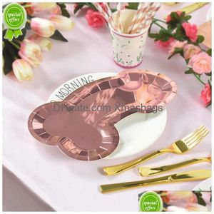 Outros suprimentos de festa de evento 8 pcs rosa ouro pênis placa de papel solteira noiva para ser galinha noite decoração bandeja de comida nupcial chuveiro dhek8