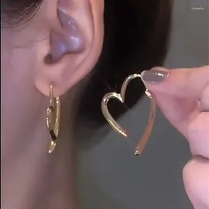 Hoop Earrings Fashion Love Heart Unique Design Gold Color Heart-Shape Long Piercing For Women Trend Jewelry Cute Accessories