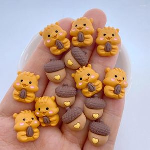 Decorative Figurines 20Pcs Cute Mini Squirrels And Nut Fruits Series Flat Back Resin Scrapbooking DIY Jewelry Craft Decoration Accessories