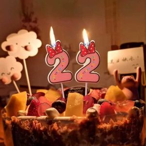 Velas bonito número digital vela bowknot número velas de aniversário 1 2 3 4 5 6 7 8 9 crianças aniversário vela festa decoração bolo velas
