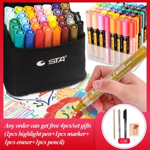 Markers STA Acrylic Marker Pen Waterproof mMulticolour Set For Stone Glass Metal Fabric Canvas Art School Student Supplies For Artist