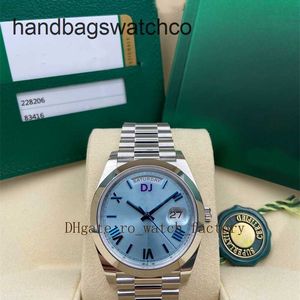 Roless Date Men Watch 40mm Day-Date Ice Blue Rare Dial 자동 패션 로마 숫자 여성 접이식 3235 기계적 시계 cy