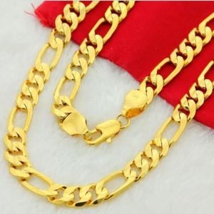 Mäns italienska 10mm 14k gul guldfyllning 24 Figaro Link Chain Necklace2543