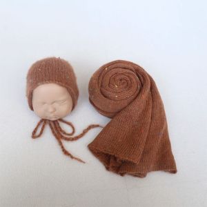 Fotografia Recém -nascidos envoltórios de malha e capa Adeços de fotografia conjunto de crochê bebê mohair chapéu artes