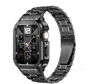 Projektantka stalowa ze stali nierdzewnej+Pasek dla Apple Watch Series 8 7 6 5 4 40 mm 44 mm 41mm 45 mm metalowe opaski Zestaw modyfikacji dla iWatch Ultra 49mm Mod Kit DesignerP0K1P0K1