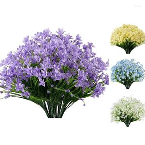 Dekoratif çiçekler 6 demet yapay nergisler sahte yeşillik UV dirençli Soluk sahte plastik bitkiler