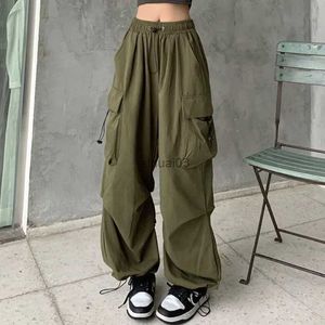 Women's Jeans Solid Casual Baggy Cargo Pants For Women 2023 Fashion Vintage Womens High Waist Wide Pants Youthful Female Trousers Streetwear