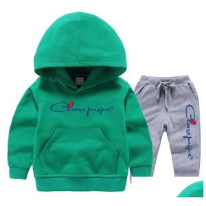 Set di abbigliamento New Fashion Set di abbigliamento per bambini Neonati maschi Ragazze Felpe con stampa di marca Stile casual Pantaloni sportivi larghi Primavera Top Childre Ot84D