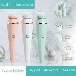 マッサージャー4 in 1Electric Facial Cleansing Instruceシリコンフェイシャルクレンジングブラシフェイシャルマッサージャーディープクリーニングフェイシャル洗浄ブラシ