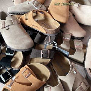 Summer and Autumn Soft Sole Boken Shoes Women's Bag Head Half Slippers Genuine Leather Cork Casual Muller Shoes, One Step Kick Boken Shoes for Outwear