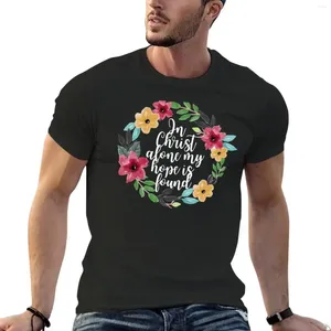 Polos masculinos em Cristo sozinho, minha esperança é encontrada – camiseta com coroa de flores em aquarela de secagem rápida camisetas masculinas