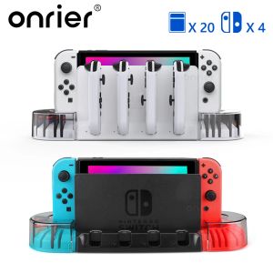 Подставки Onrier, док-станция для зарядного устройства для Nintendo Switch, OLED-контроллер JoyCon, 4-портовая светодиодная зарядная подставка с 20 игровыми слотами для коммутатора