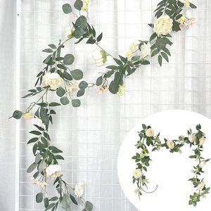 Dekorativa blommor Rose Vine Artificial Garland Hanging Silk Greenery For Wedding Party Office Sunflower Bouquet