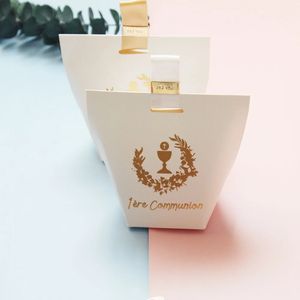 Ren vit minimalistisk | Candy Gift Packaging Box Perfekt för 1: a första nattvardspartiet 240226