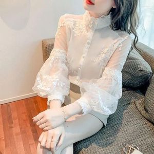 Women's Blouses WDMAN French Sweet Fugus Loose Doll Shirt for Women Long Sleeve Lace Flower 2024 Summer Court Style Vintage Blusas