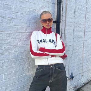 Y2K Eesthetic Vintage Sweatshirts Letter broderi grafiskt mönster zip up hoodies 2000s retro grunge goth jacka kappa 240219