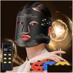 Gesichtsmassagegerät, Gesichtsmassagegerät, 3D-LED-Infrarot-Rotlicht-Therapie, Hals-Sile-Maske, Hautverjüngung, Anti-Falten, Aufhellung, Anti-Aging, Pon 230629 DHLX7