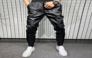 Men039s calças de inverno grosso quente couro do plutônio roupas masculinas simples bolso grande à prova vento casual motocicleta calças preto plus size 9321511
