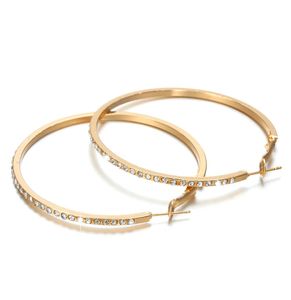 Modedesigner hoop örhängen huggie med strass enkel stor cirkel guld färg loop örhänge för kvinnor smycken gåva1594263