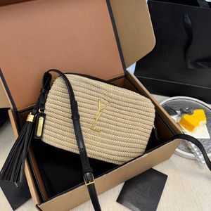 Luxury Raffias weave tassel lou camera designer bag men cross body sling Shoulder bag tote clutch womens envelope purse woven Leather pochette bag gold chain handbag