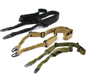 Wielofunkcyjna regulowana nylonowa nylonowa podwójna punkty bungee karabin Airsoft Sling Pistolet Pasek Black Tan Green4171036