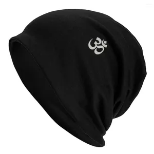 Beralar unisex kış sıcak kaput femme örme şapkalar serin om sembol beanie cap yoga manevi meditasyon Budizm aum beanies erkekler için