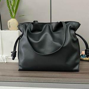 9A Bolsa tote de designer com espelho de qualidade Bolsa de designer feminina Bolsa de flamenco de grande capacidade Bolsa de couro macio com cordão Bolsa balde Bolsa de ombro de couro genuíno de luxo