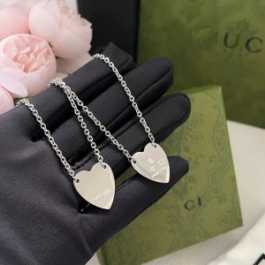 Brand Heart Pendant Necklace Designer For Women Silver Love Necklaces Vintage simple Jewelry Necklace Luxury Style Letter Gift with box Punk Accessories