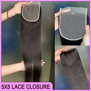 Cheap Price Peruvian Brazilian Malaysian Indian Natural Black 100% Human Hair Silky Straight 5x5 Transparent Lace Closure Hair Extension