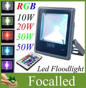 Vattentät 10W 20W 30W 50W LED Outdoor Floodlight RGB varm vit cool vit LED -landskap Flood Light 12V 85265V IR Remote Cont4716431