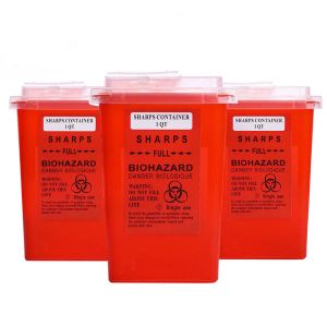 Kleider 3 Stück rote Abfallbox 1 l scharfer Nadelbehälter Kunststoff medizinische Versorgung Entsorgungsbehälter für Tattoo-Nadelspitzen-Zubehör