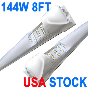 LED 상점 조명기구, 8ft 144W 6500K 차가운 흰색, 8 피트 T8 통합 LED 튜브 조명, 플러그인 창고 차고 조명, 4 행, 높은 출력, 링크블 크레스트 크레 테크