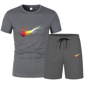 Designer camisa Tracksuits Verão Camisetas + Shorts Conjuntos de Roupas com Letras Casual Streetwear Tendência Ternos Homens Respirável Tees Calças Terno