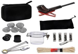 Tobacco Smoking Kit Wood Tobacco Pipe Set Wood Tobacco Pipe With Holder Acrylic Jar Charcoal Filter Tip Metal Pipe Cleaner Smoke A1918205