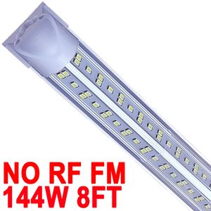 8Ft Led Shop Lights Fixture NO-RF FM,8 Feet 144W 8' Garage Light , Plug and Play High Output Mount 96'' NO-RF RM T8 Integrated LED Tube , Linkable Led Bulbs Garage Barn crestech