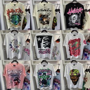 Hellstar T Shirt Mens Designer camisa de manga curta polos Womens top T-shirt Tees Round Crew Neck High Street Shirt roupas de grife verão algodão camiseta