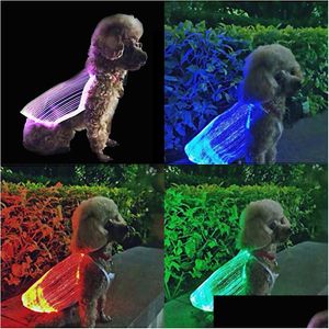 犬のアパレル100pcsテディ犬アパレル2色4サイズは輝く猫の犬のアパールUSB充電式カラーフロストラミナスペットサップdhlib